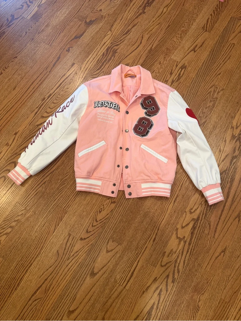 Loiter Varsity Letterman Pink Jacket - Picture 6 of 10